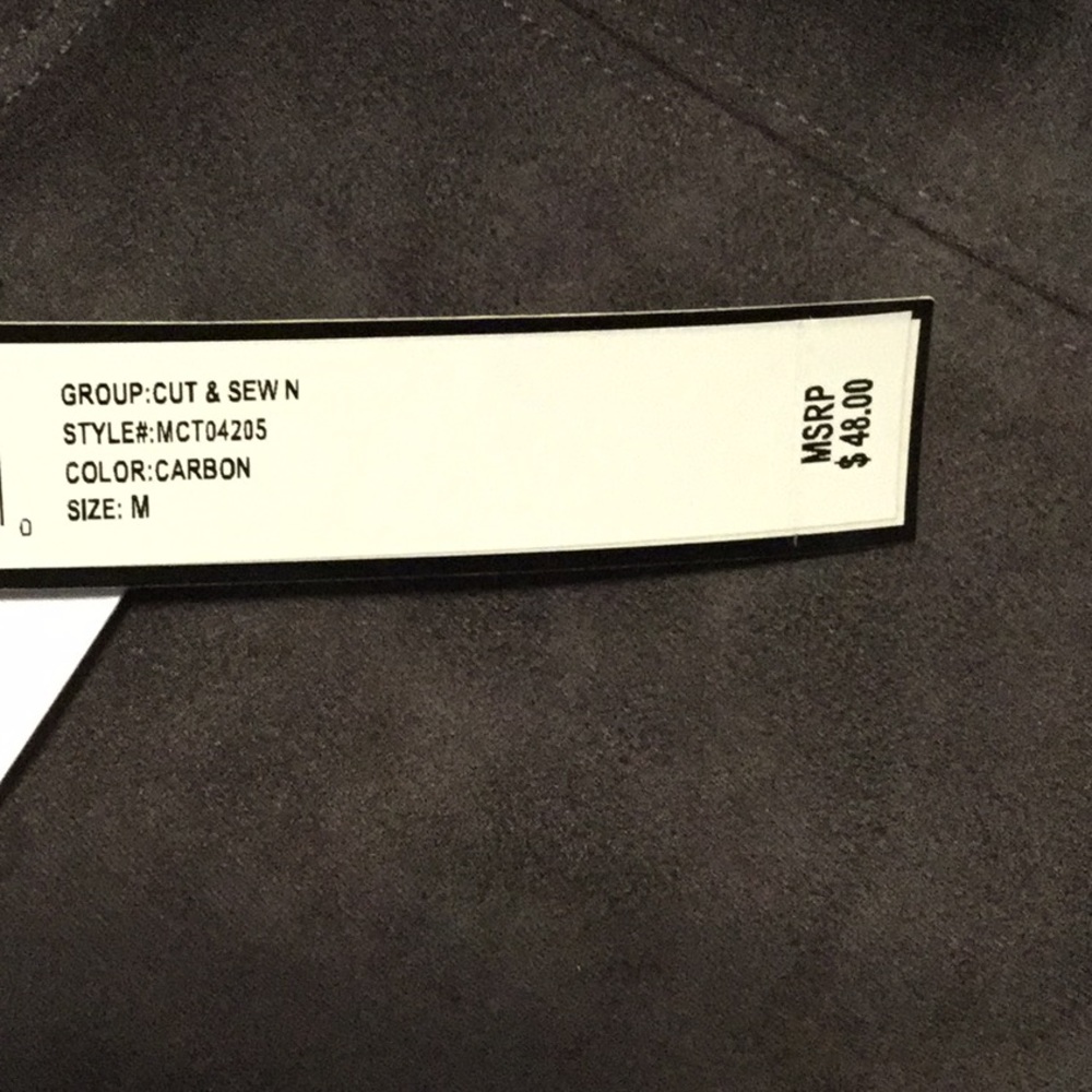 CATHERINE MALANDRINO sz Medium Pencil Skirt Faux Leather Suede Gray NWT - Picture 4 of 7